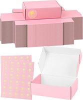 Emballage Recyclable, Coffret Cadeau de Luxe, Boîte à Rabat Pliante Rose, Boîte à Courrier en Carton Ondulé avec Autocollants pour Boutique E-commerce