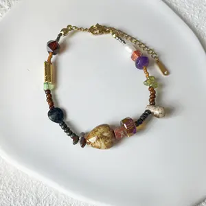 Perles de cristal tchèque bijoux fins bracelets et bracelets guérison pierre naturelle coeur Quartz pierre précieuse perle de riz Boho Bracelet femmes
