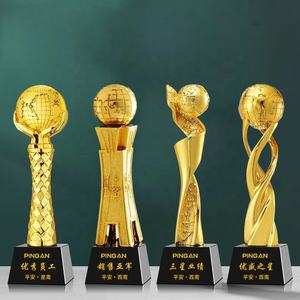 Trophée en cristal en forme de globe terrestre doré en gros, trophée en résine <span class=keywords><strong>vierge</strong></span> personnalisé, trophée de récompense - Product Image 6