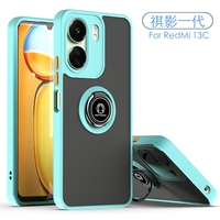 Étui de téléphone pour Xiaomi Redmi 13C Poco C65 avec béquille rotative à 360 degrés, coque arrière en PC transparent givré