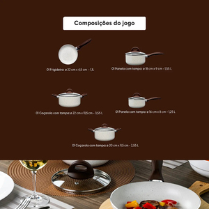 High Quality Modern Ceramic Coated Pots&<b>Pans</b> Glass <b>Lids</b> Soft touch Handles Non Stick 9-Piece Aluminium Cookware Set - Product Image 5