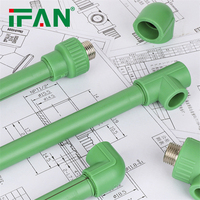 IFAN Vente en gros usine de tuyaux et raccords PPR 20mm 25mm 32mm, coudes, tés et raccords à emboîtement verts en PPR