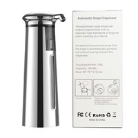 Distributeur automatique de savon liquide sans contact 350 ml (12 oz), fonctionne sur piles, étanche, avec capteur, pour comptoir et fixation murale, idéal pour la salle de bain
