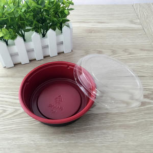 ปกพลาสติกสีแดงและสีดำทิ้ง <span class=keywords><strong>Donburi</strong></span> ข้าวราเมนก๋วยเตี๋ยวชามซุปที่มีฝาปิด - Product Image 6