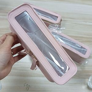 Custom Professional PVC Clear Waterproof Cosmetic Case Zipper Organizer <b>Make</b> <b>up</b> Handle Portable Travel Makeup Brush <b>Bag</b> - Product Image 1