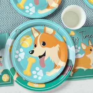 Assiettes en carton jetables, pack de 9, décorations de fête sur le thème CMYK, pour bébés et fêtes - Product Image 2