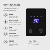 Cheminée électrique murale 2000W avec flamme LED, télécommande, panneau tactile et porte-serviettes