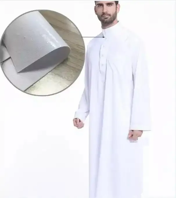 Hartes saudisches arabisches Thobe muslimische Herren Abaya islamisches Kleidungsstück Hemd Zwischenstecker Stoff Gewebte Zwischenstecker Futter