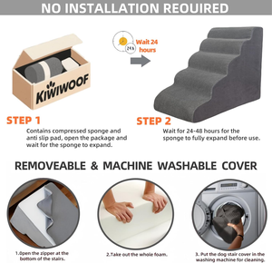 Escalones para Perros de Esponja Ligeros y Ecológicos Personalizados, para Perros Pequeños y Gatos, Rampa para Mascotas de 4 Escalones para Camas Altas y Sofás, Antideslizante y Fácil de Usar - Product Image 3