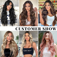 Perruque synthétique en fibre Futura, longue, bouclée, brune et blonde, à grandes ondulations, vente en gros, directement de l'usine, prête à être expédiée, service OEM avec logo personnalisé