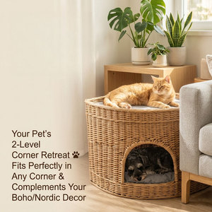 <span class=keywords><strong>En</strong></span> gros, Chaise longue, lit, table d'appoint et <span class=keywords><strong>panier</strong></span> de rangement multifonctionnel 2-<span class=keywords><strong>en</strong></span>-1 <span class=keywords><strong>en</strong></span> rotin tressé naturel pour animaux de compagnie - Product Image 6