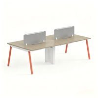 Poste de travail de bureau moderne pour 4 personnes, bureau modulaire avec cloison d'intimité, système de gestion des câbles, structure en acier, MFC E0