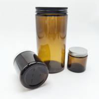 Homay Beste Qualität Bernstein Weithals Zylinder Glas Glas Lebensmittel qualität 500ml Luxus Mit Schraube Schwarz Gold Silber Aluminium Metall deckel