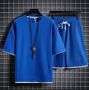 Maxfree <b>Men's</b> 2026 Casual Waffle Summer Suit Breathable Solid Color T-shirt + <b>Shorts</b> Loose Tracksuit - Product Image 6