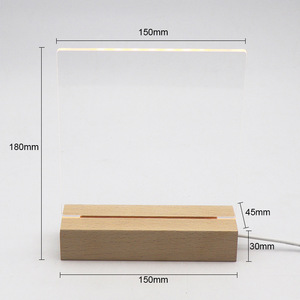 Lampe de nuit en acrylique avec support pour messages, base LED, tailles variées, support de lampe artisanal en bois, décoration moderne pour la maison - Product Image 1