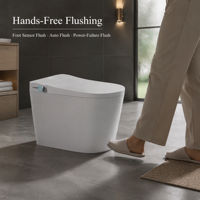 WC intelligent avec bidet, chasse d'eau à capteur, siège chauffant, couvercle automatique, télécommande, cuvette allongée, compatibilité S-Trap/P-Trap