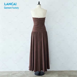 <span class=keywords><strong>Vestido</strong></span> <span class=keywords><strong>Largo</strong></span> sin Tirantes Elegante Hecho a Medida para Mujer, <span class=keywords><strong>Vestido</strong></span> <span class=keywords><strong>Tubo</strong></span> de Satén <span class=keywords><strong>Largo</strong></span> de Verano con Espalda Descubierta y Fruncido de Alta Calidad - Product Image 2
