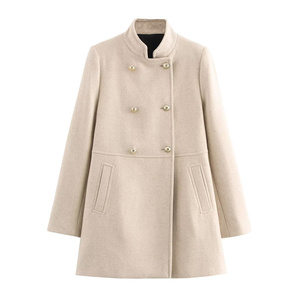 Giacca invernale da <span class=keywords><strong>donna</strong></span> in <span class=keywords><strong>Tweed</strong></span> doppiopetto 2024 alla moda Casual retrò lungo largo elegante cappotto da <span class=keywords><strong>donna</strong></span> - Product Image 2