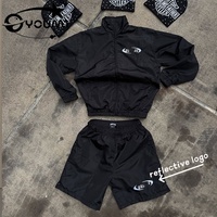 Ensemble de survêtement homme YOUMI ODM/OEM personnalisé grande taille, léger, imperméable, uni, en nylon, avec fermeture éclair, respirant, pour l'été