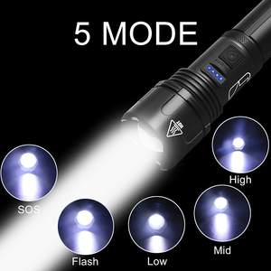 Helius haute puissance 4 cellules Xhp50 lampe de poche LED <span class=keywords><strong>Super</strong></span> lumineuse Usb Zoom lumière rechargeable pour le <span class=keywords><strong>camping</strong></span>, lampe de poche extérieure - Product Image 3