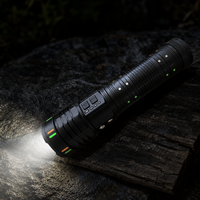 Senter Laser Tahan Air USB Isi Ulang G420Y, Dapat Diperbesar, Taktis, 1000+ Lumen, Jangkauan Jauh, Lampu Samping Multi Warna, Aluminium