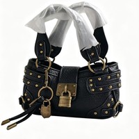 Sac à bandoulière mini haut de gamme en PU pour femme, style urbain, design tendance à rivets, fermeture éclair, sac rétro européen-américain