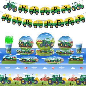 <span class=keywords><strong>Tracteur</strong></span> véhicules fête d'anniversaire Halloween décorations jetable papier vaisselle ensemble fête Kit - Product Image 1