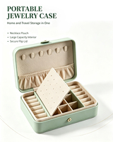 Boîte à bijoux en similicuir PU matelassé diamant, organiseur de bijoux portable avec fermoir doré et panneau amovible pour boucles d'oreilles, cadeau pour femme