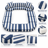 Ensemble de coussins de siège de bateau épais en mousse haute densité, résistant à l'eau, protection UV, rayures marine et blanches, avec passepoil exquis