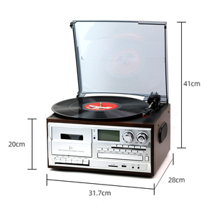 Tocadiscos Portátil Retro Multifunción con Radio FM AM para Uso en Casa y Auto, Ranura para Tarjeta USB/SD, Material de Madera - Product Image 2