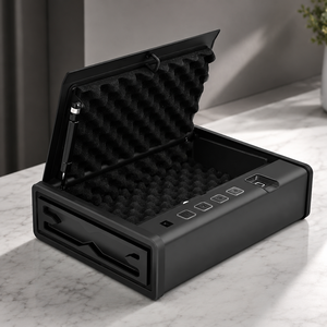 <span class=keywords><strong>Caja</strong></span> <span class=keywords><strong>Fuerte</strong></span> Mini Plana Safewell para Auto, Hogar y Oficina, con Sensor de Huella Digital, Resistente a Impactos, Triple Acceso, Anti-Robo, de Acero - Product Image 1