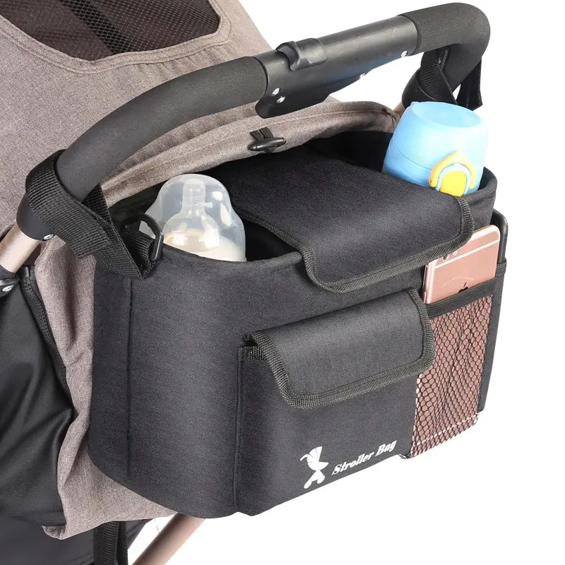Новое поступление, вместительный черный тканевый органайзер для коляски Kodra с изолированными держателями для чашек, органайзер для детской коляски, сумка
