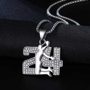 Collier pendentif en acier inoxydable avec incrustations de CZ, design de l'icône du basketball hip-hop <span class=keywords><strong>Kobe</strong></span> <span class=keywords><strong>Bryant</strong></span> 24, bijoux fins et tendance pour hommes et femmes - Product Image 6
