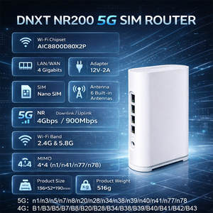 Routeurs Wifi 5G Dnxt avec SIM WAN/LAN-Gigabit, routeur 5G 2.4G & 5.8G, routeur SIM 5G Wifi 6, type-C DC, routeur SIM 5G multi-utilisateurs - Product Image 2