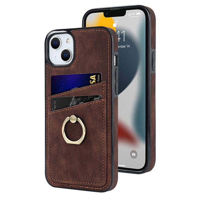 Newest Luxury Leather Phone Case With Ring Bracket Holder Wallet for IPhone 14 13 Pro 12 11 for iPhone 16 15 14 13 12 Pro Max SE