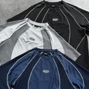 Camiseta Deportiva Corta de Verano <span class=keywords><strong>con</strong></span> Estampado Personalizado, Estilo Patchwork, 320 Gsm, Malla, Hombros Caídos, Sin Costuras, Corte Holgado, Cuello Redondo - Product Image 1