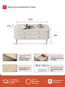 Mesa de Centro Ovalada de Madera Maciza Francesa, Estilo Retro Simple, para Sala de Estar, Muebles para el Hogar, Apartamento Pequeño - Product Image 6