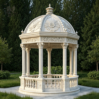 Grand pavillon en marbre blanc européen sculpté à la main BLEV, dôme rond en pierre pour hôtel, villa, parc, décoration extérieure