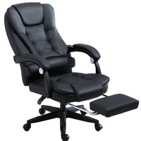 Fauteuil de direction ergonomique et confortable en cuir PU noir de luxe avec repose-pieds