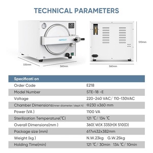 Autoclave de table 18L à contrôle numérique pour laboratoire dentaire et outils de manucure - Product Image 6