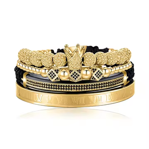 Châu âu Đồ trang sức sang trọng 4 cái/bộ thép không gỉ Roman Bangle Hoàng Gia vương miện Vòng đeo tay <span class=keywords><strong>Set</strong></span> - Product Image 1