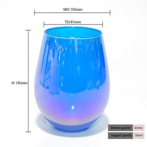 FENGJUNカスタム9オンス12オンス14オンス16オンス20オンス卵型ワインカップ形状ステムレス虹色の空のガラスカラフルなキャンドルホルダー - Product Image 2