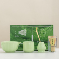 Ensemble d'ustensiles à matcha en gros, outils à thé japonais en émail noir, comprenant Chasen, Chawan, passoire à thé, tasse, coffret cadeau commercial