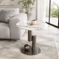 Table basse moderne de style nordique pour petit appartement, table d'appoint en marbre, ensemble de tables gigognes rondes en acier inoxydable pour salon