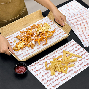 Stampa logo personalizzata per uso alimentare patatine fritte e patatine fritte confezioni Deli <span class=keywords><strong>carta</strong></span> da imballaggio a prova di grasso per infornare <span class=keywords><strong>carta</strong></span> da forno - Product Image 3