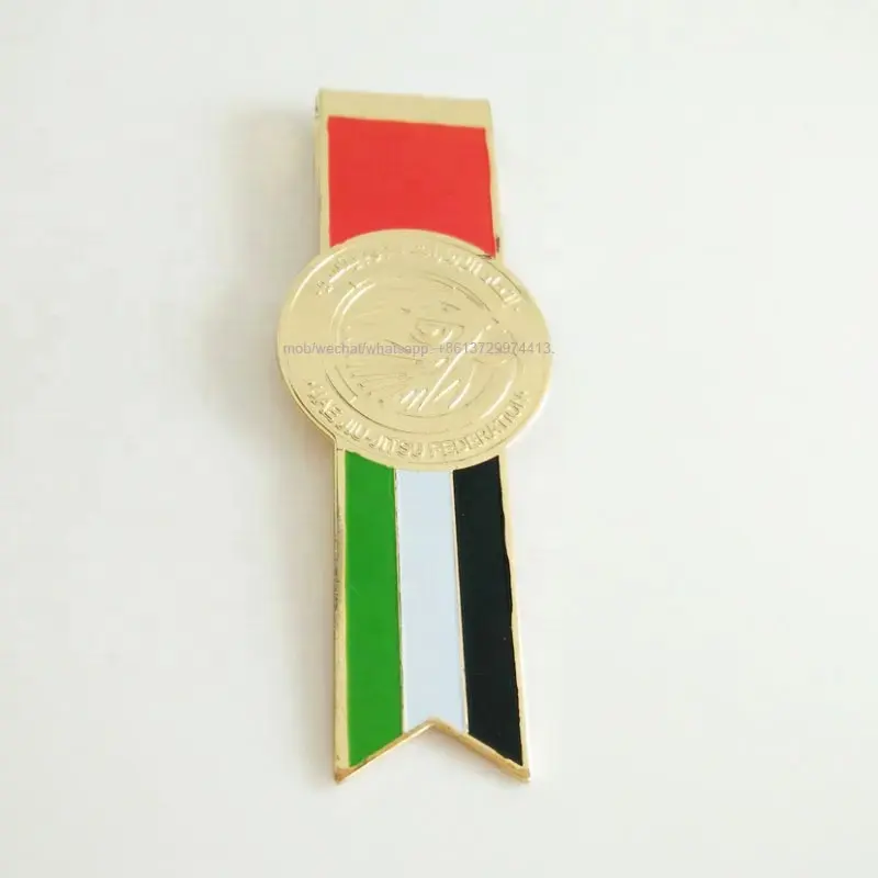 Объединенные Арабские Эмираты ОАЭ, JIU-JITSU Федерация, металлическая латунь, фото гравированная эмаль, скрепка для книг