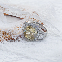 Paston personnalisé glacé 10k 14k grande taille 10ct Original jaune coussin vvs Moissanite diamant bague de luxe pour mariage quotidien