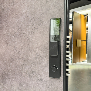 <span class=keywords><strong>Porte</strong></span> d'entrée moderne à double sécurité, noire mate, avec motif vague 3D sculpté et texture en relief - Product Image 3