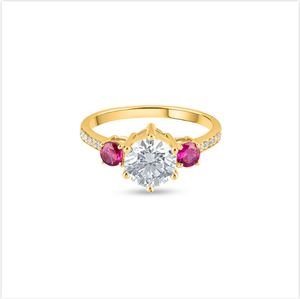 Ruby Oval Cut Solitaire Diamond <b>Ring</b> With Halo Accent And Coordinating <b>Band</b> For Engagement Or Wedding From India - Product Image 2