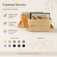 Sac de rangement en microfibre suédée, double bouton pression, pliable, organiseur de maison pour livres, magazines et accessoires
